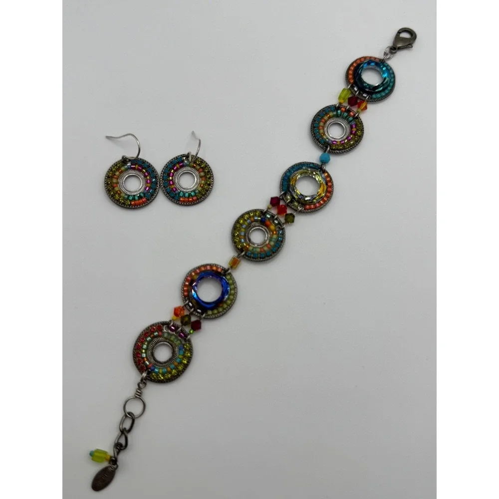 Firefly Multicolor‎ Crystal Rhinestone Circle Bracelet & Earrings